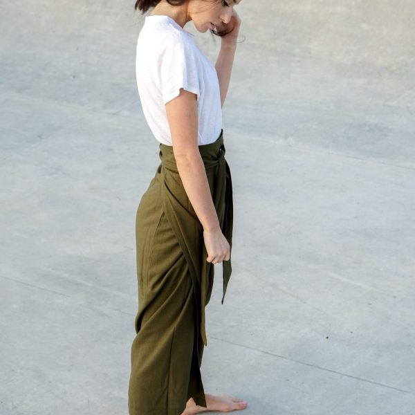 Kim Sassen Clothing Wrap Skirt Olive Side