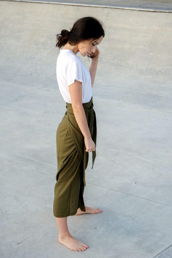 Kim Sassen Clothing Wrap Skirt Olive Side