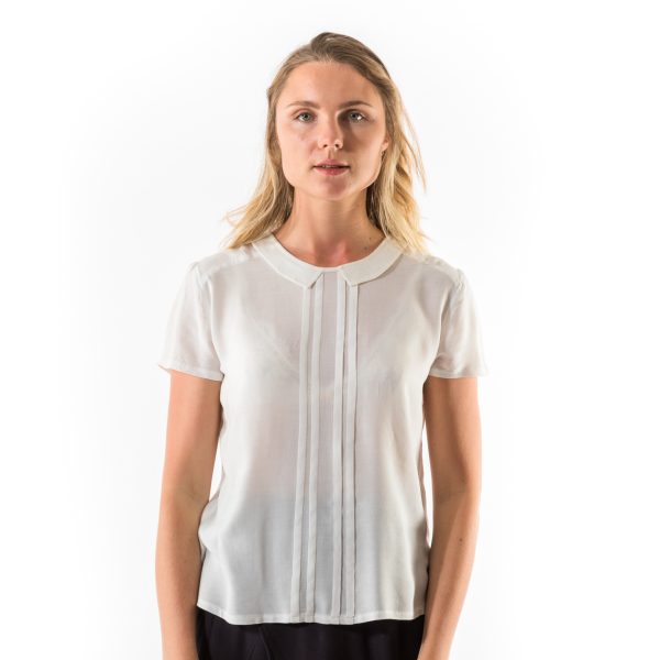 Kim Sassen Clothing Pintuck Blouse White Front Close